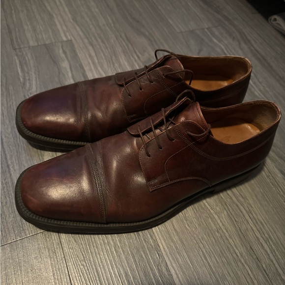 Santoni Dark Brown Leather Oxfords main image 3